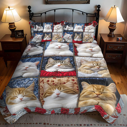 Feline Tranquility 3-Piece Quilted Bedding Set NCU0TL1064