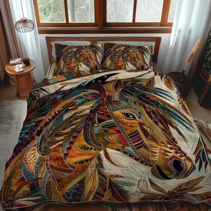 Horse Native 3-Piece Quilted Bedding Set NCU0DK246