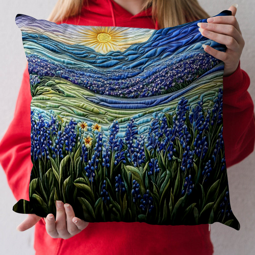 Sunset Bluebonnet Quilted Pillow Case NCU0NT6046