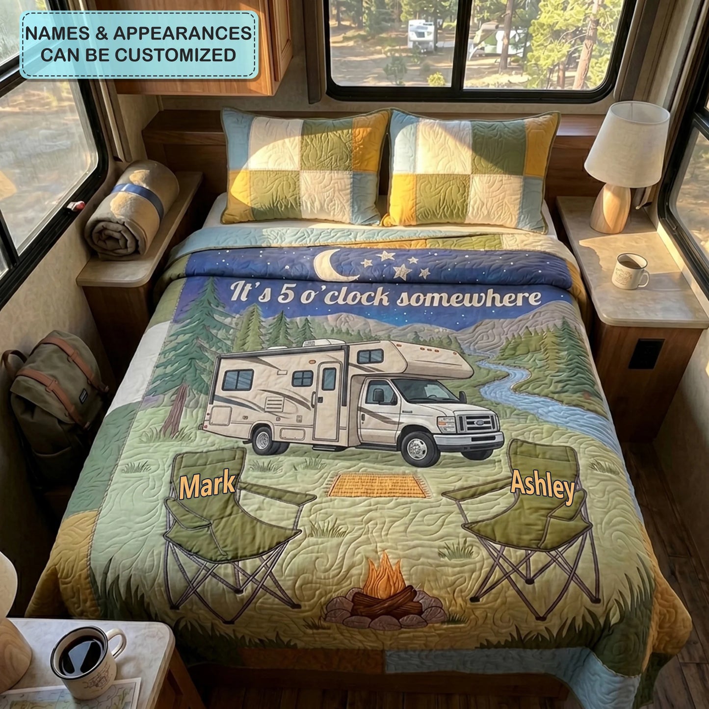 Camp Moments Personalized Custom 3-Piece Quilted Bedding Set