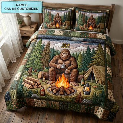 Big Foot Journey Personalized Custom 3-Piece Quilted Bedding Set