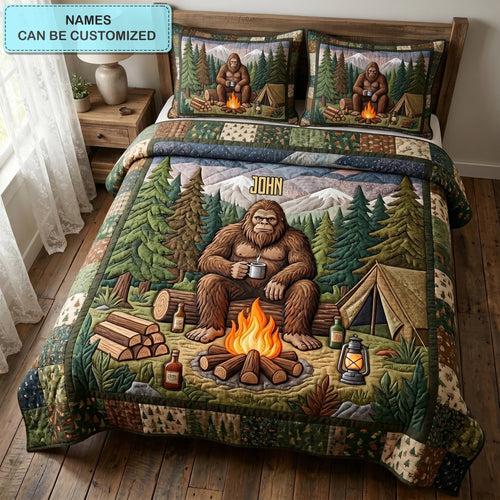 Big Foot Journey Personalized Custom 3-Piece Quilted Bedding Set
