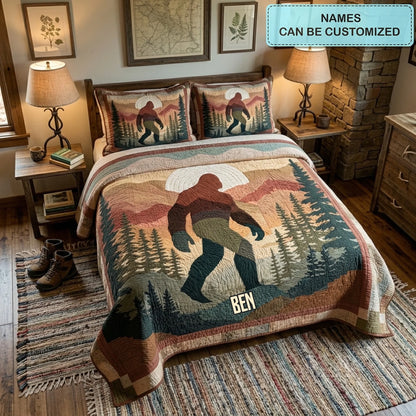 Big Foot Wander Personalized Custom 3-Piece Quilted Bedding Set_mockup manual