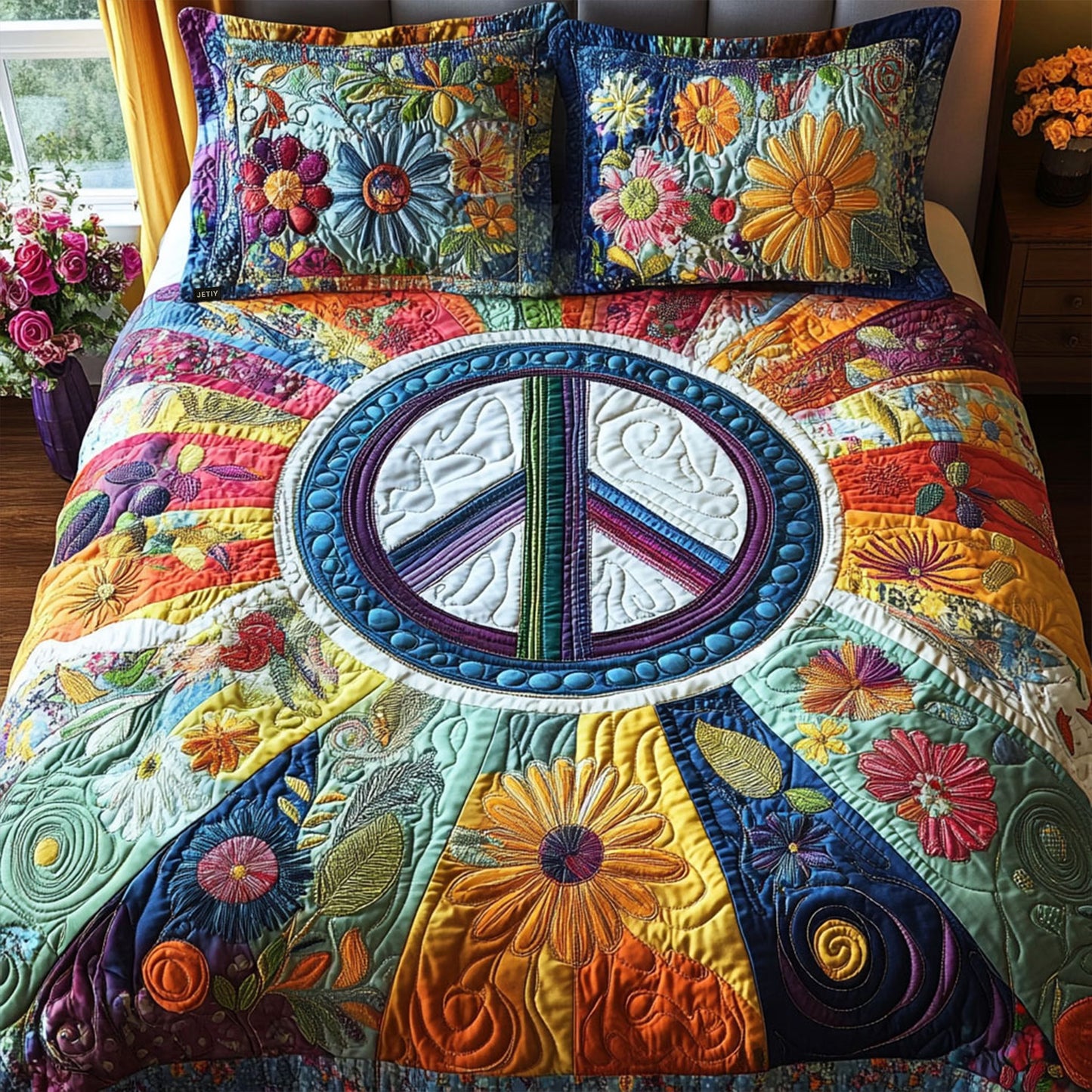70s Vibe 3-Piece Quilted Bedding Set NCU0PT4637