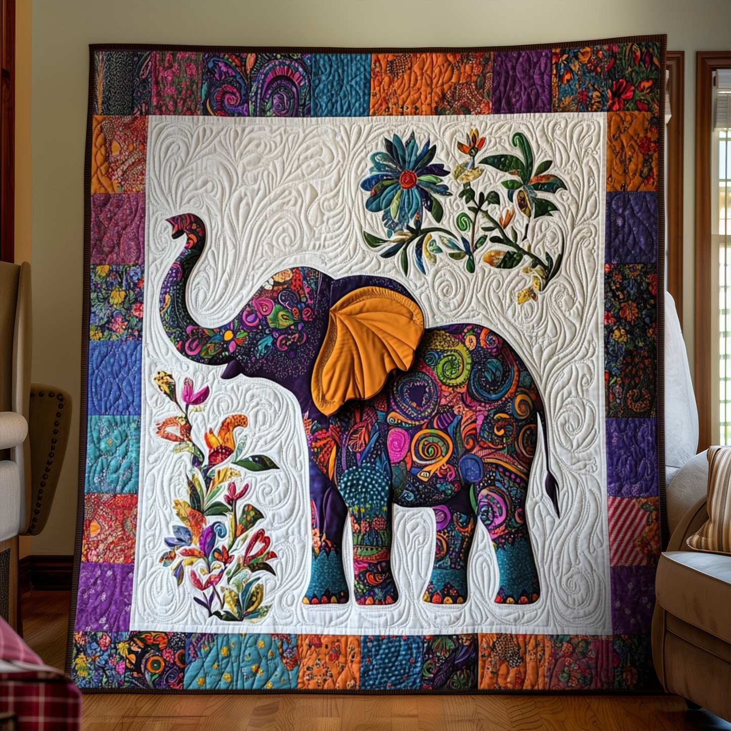 Elephant Jubilee Quilted Blanket NCU0NT192