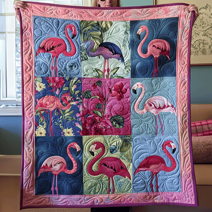 Flamingo Delight Art Quilt Hanging NCU0TL915