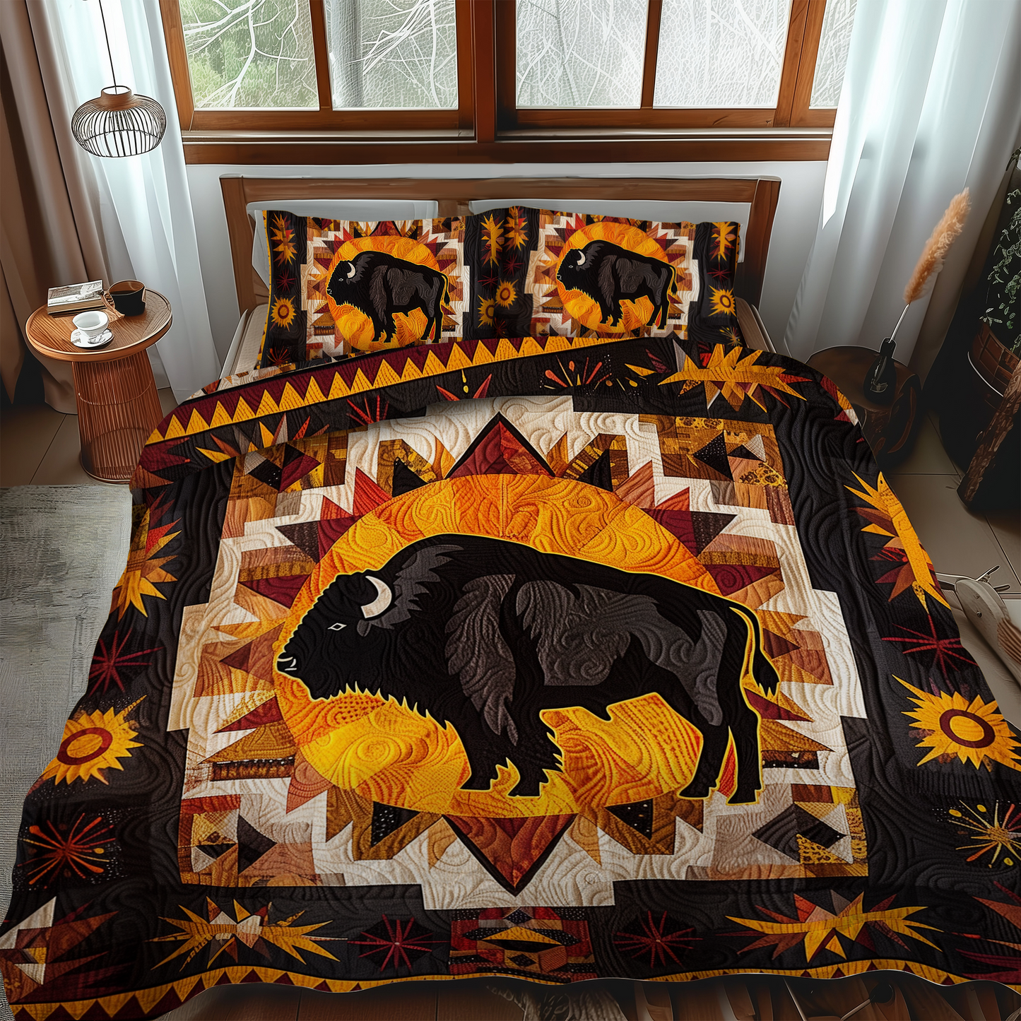 Sunburst Bison 3-Piece Quilted Bedding Set NCU0DK250