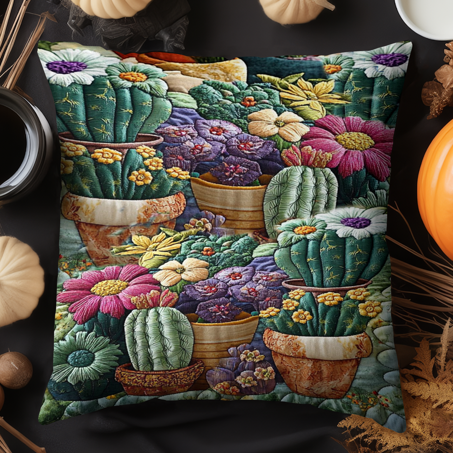 Cactus Blooom Quilted Pillow Case NCU0NT4652
