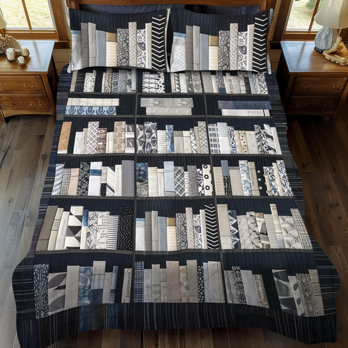 Echoes of Ink 3-Piece Quilted Bedding Set NCU0DK075