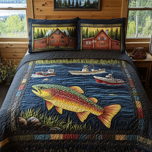 A Day on the Lake 3-Piece Quilted Bedding Set NCU0PT5538