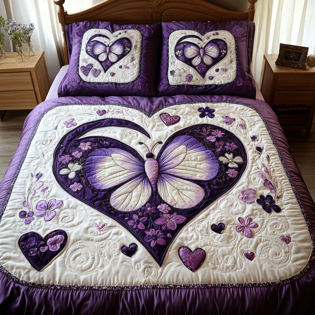 Butterfly Bloom 3-Piece Quilted Bedding Set NCU0DDK2317
