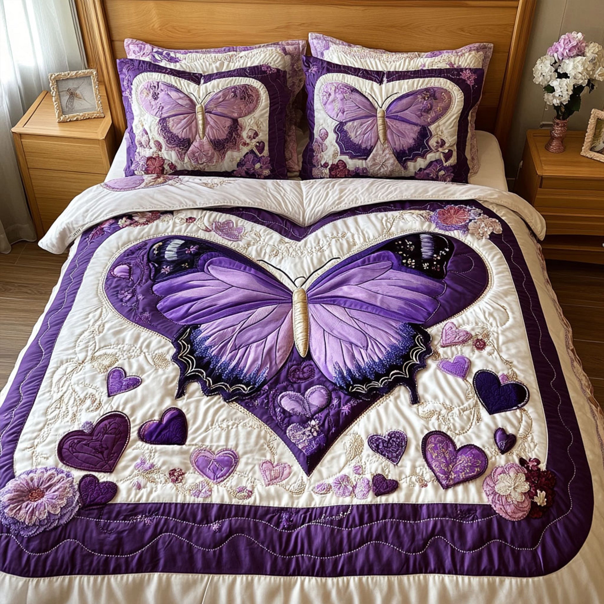 Floral Love 3-Piece Quilted Bedding Set NCU0NVH414