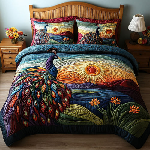 A Plumed Path Through Paradise 3-Piece Quilted Bedding Set NCU0PT5934