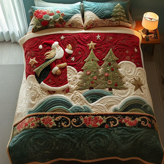 A Santa to Remember 3-Piece Quilted Bedding Set NCU0PT9819