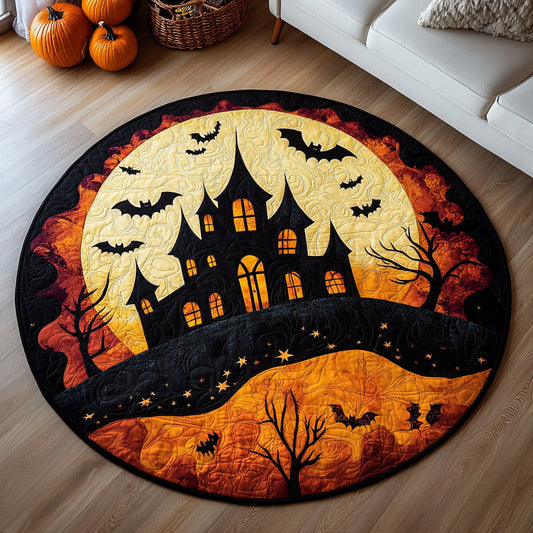 Abandoned Halloween Castle Quilted Round Mat NCU0HH059