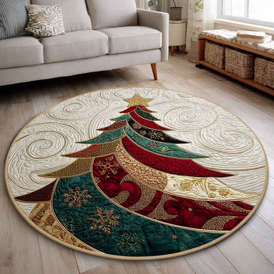Abstract Christmas Tree Quilted Round Mat NCU0HH265