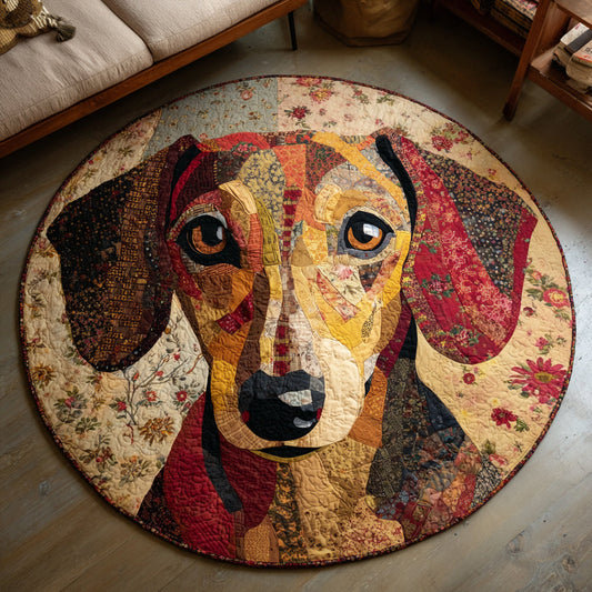 Abstract Dachshund Face Quilted Round Mat NCU0HH201