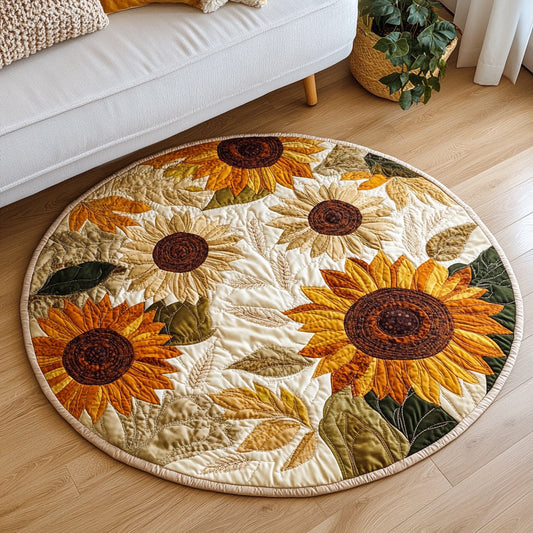 Abundant Sunflowers Quilted Round Mat NCU0HH041