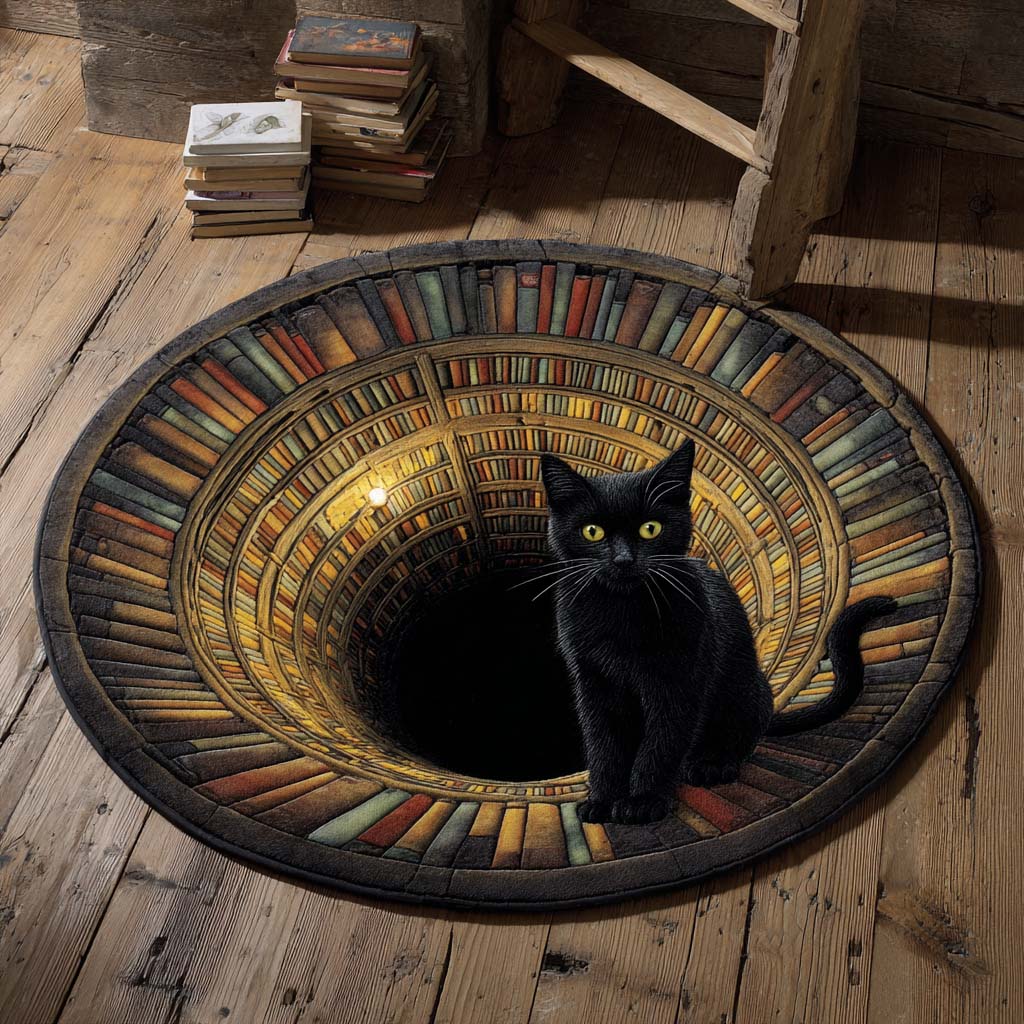Black Cat Quilted Round Mat NCU0VT267