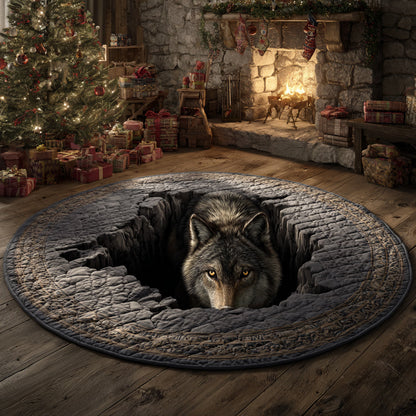 Abyss Wolf Cave Quilted Round Mat NCU0HH1453