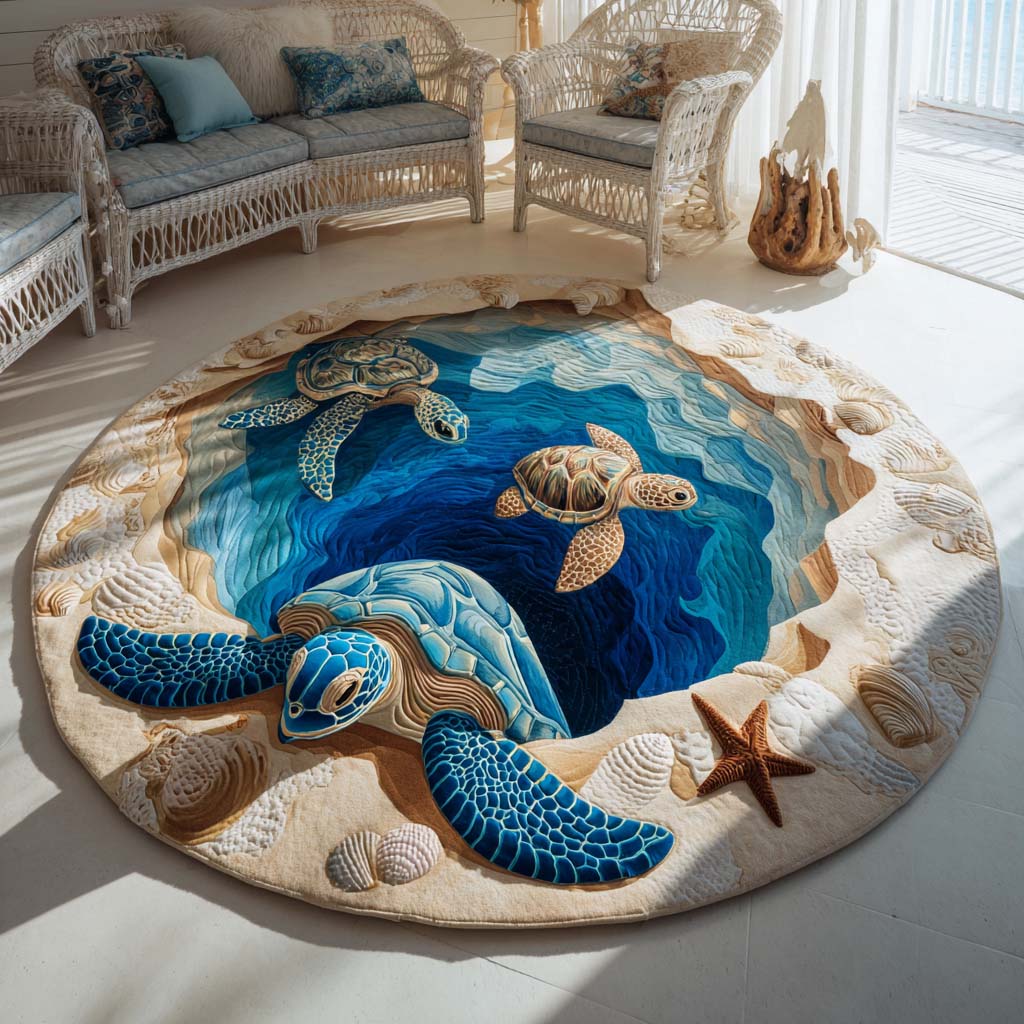 Abyssal Turtle Quilted Round Mat NCU0HH1885 – Vantique