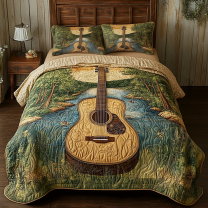 Acoustic Bliss 3-Piece Quilted Bedding Set NCU0VH4734