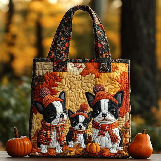 Adorable Boston Terrier Quilted Tote Bag NCU0DV7551
