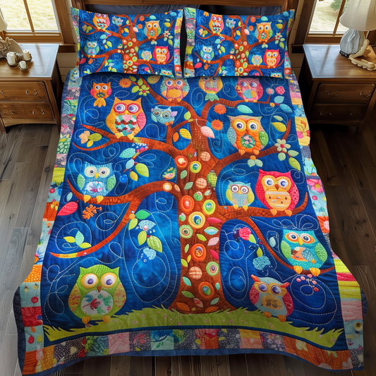 Adorable Owls 3-Piece Quilted Bedding Set NCU0VL163