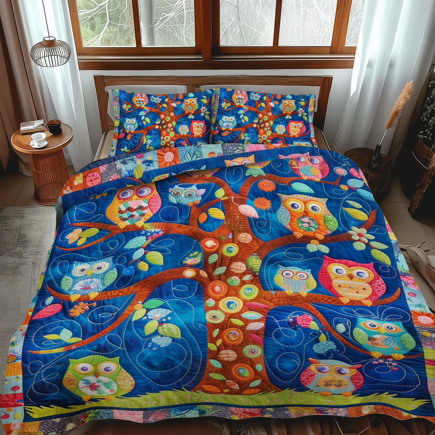 Adorable Owls 3-Piece Quilted Bedding Set NCU0VL163