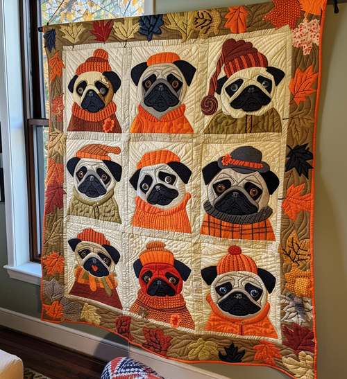 Adorable Pugs Quilted Blanket NCU0VL076