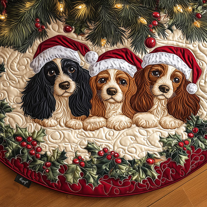 Adorable Spaniel Quilted Christmas Tree Skirt NCU0PT1652