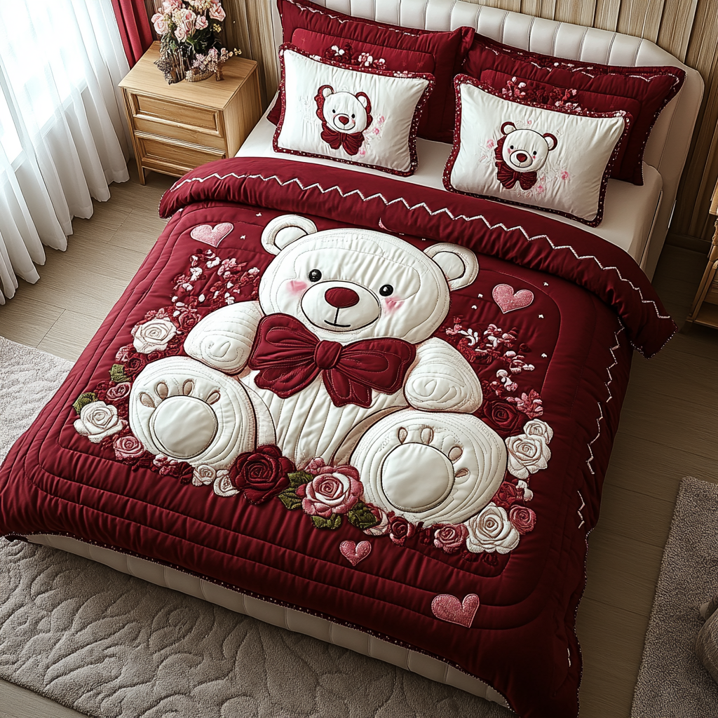 Adorable Affection 3-Piece Quilted Bedding Set NCU0DV2414