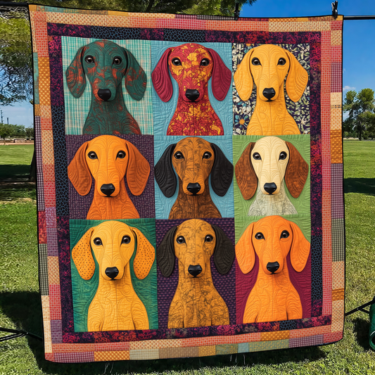 Adorable Dachshund Quilted Blanket NCU0VL445