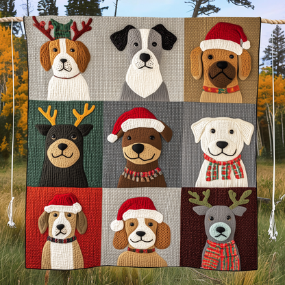 Adorable Dog Snowflakes Quilted Blanket NCU0VL641