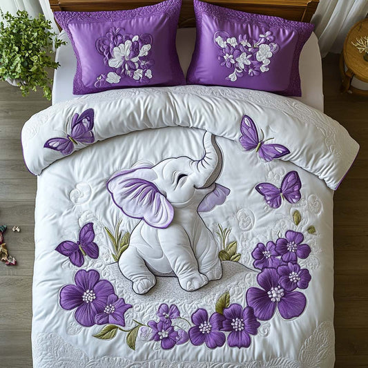 Adorable Elephant Joy 3-Piece Quilted Bedding Set NCU0NT8300