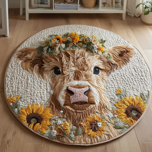 Adorable Highland Cow Quilted Round Mat NCU0HH026