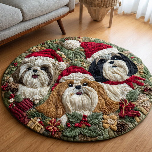 Adorable Shih Tzu Quilted Round Mat NCU0HH1098