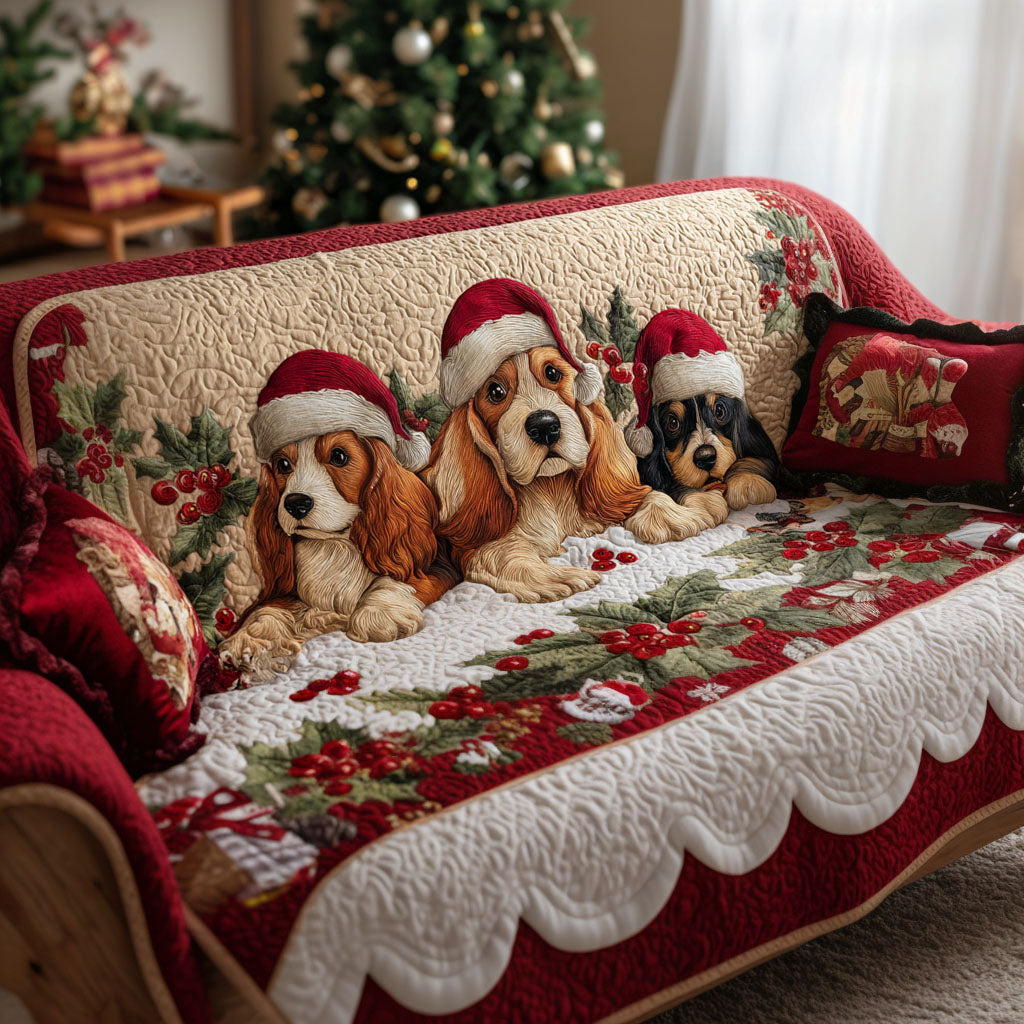 Adorable Spaniel Charm Quilted Sofa Cover NCU0PT9992