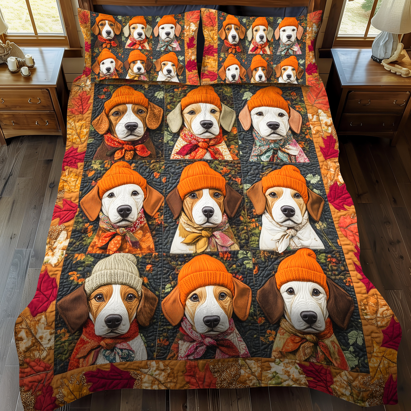 Affectionate Beagles 3-Piece Quilted Bedding Set NCU0VL418