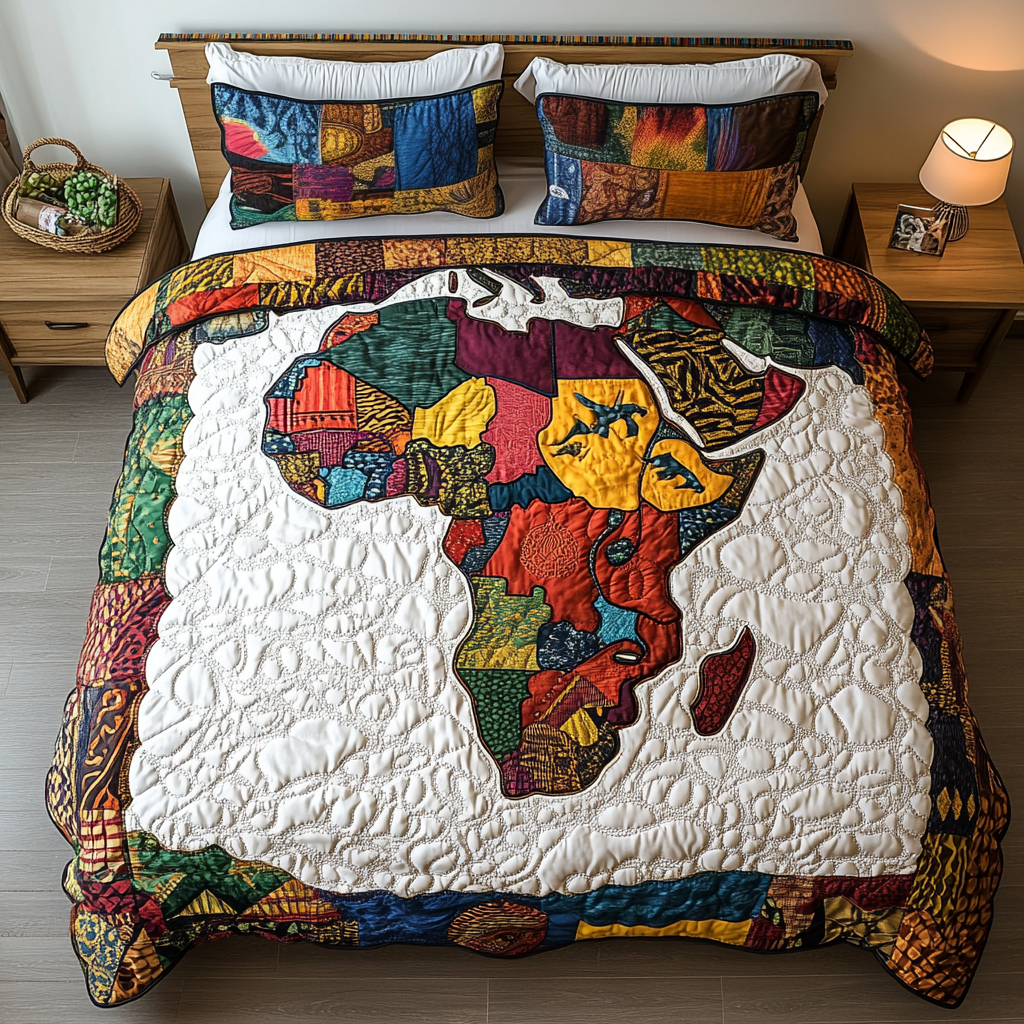Africa Bound 3-Piece Quilted Bedding Set NCU0DK7793