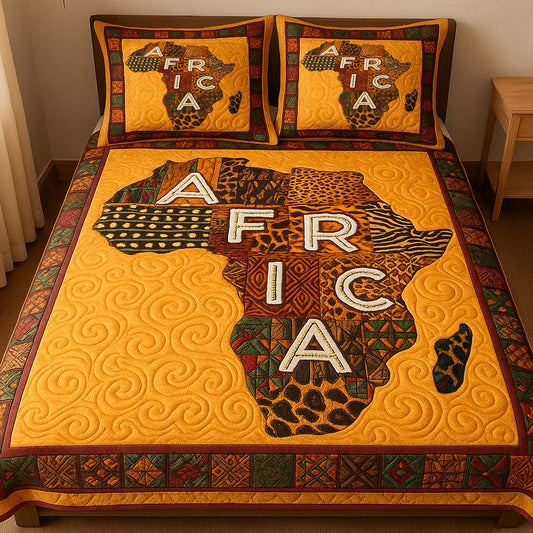 Africa Lettered Pride 3-Piece Quilted Bedding Set NCU0NT7526