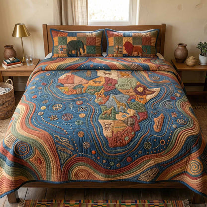 Africa Waves 3-Piece Quilted Bedding Set NCU0XD2742