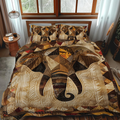 African Elephant 3-Piece Quilted Bedding Set NCU0TH903