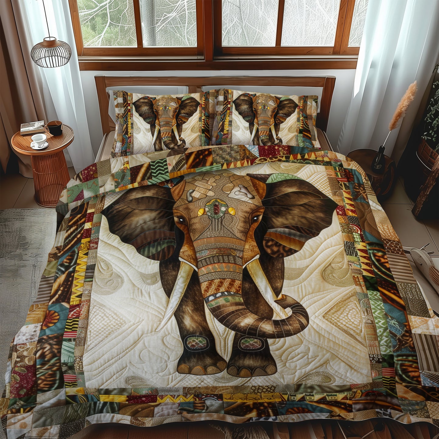 African Giant 3-Piece Quilted Bedding Set NCU0TH904