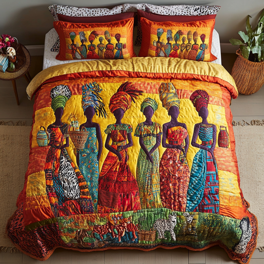 African Essence 3-Piece Quilted Bedding Set NCU0VH5459