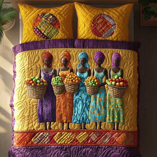 African Fruit Grace 3-Piece Quilted Bedding Set NCU0NT7663