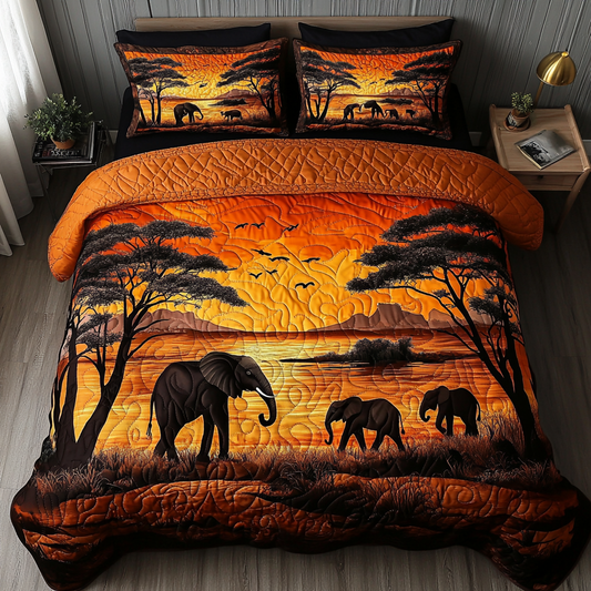 African Horizon 3-Piece Quilted Bedding Set NCU0DK7759