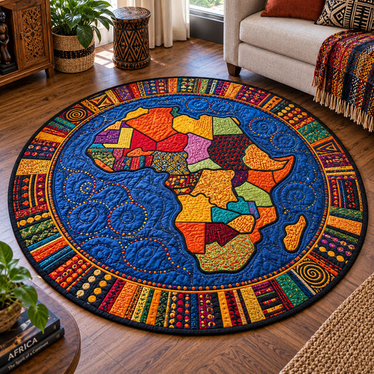 African Mosaic Quilted Round Mat NCU0PT12062