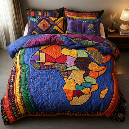 African Roots 3-Piece Quilted Bedding Set NCU0DK7792