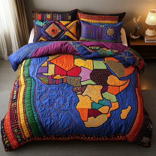 African Roots 3-Piece Quilted Bedding Set NCU0DK7792